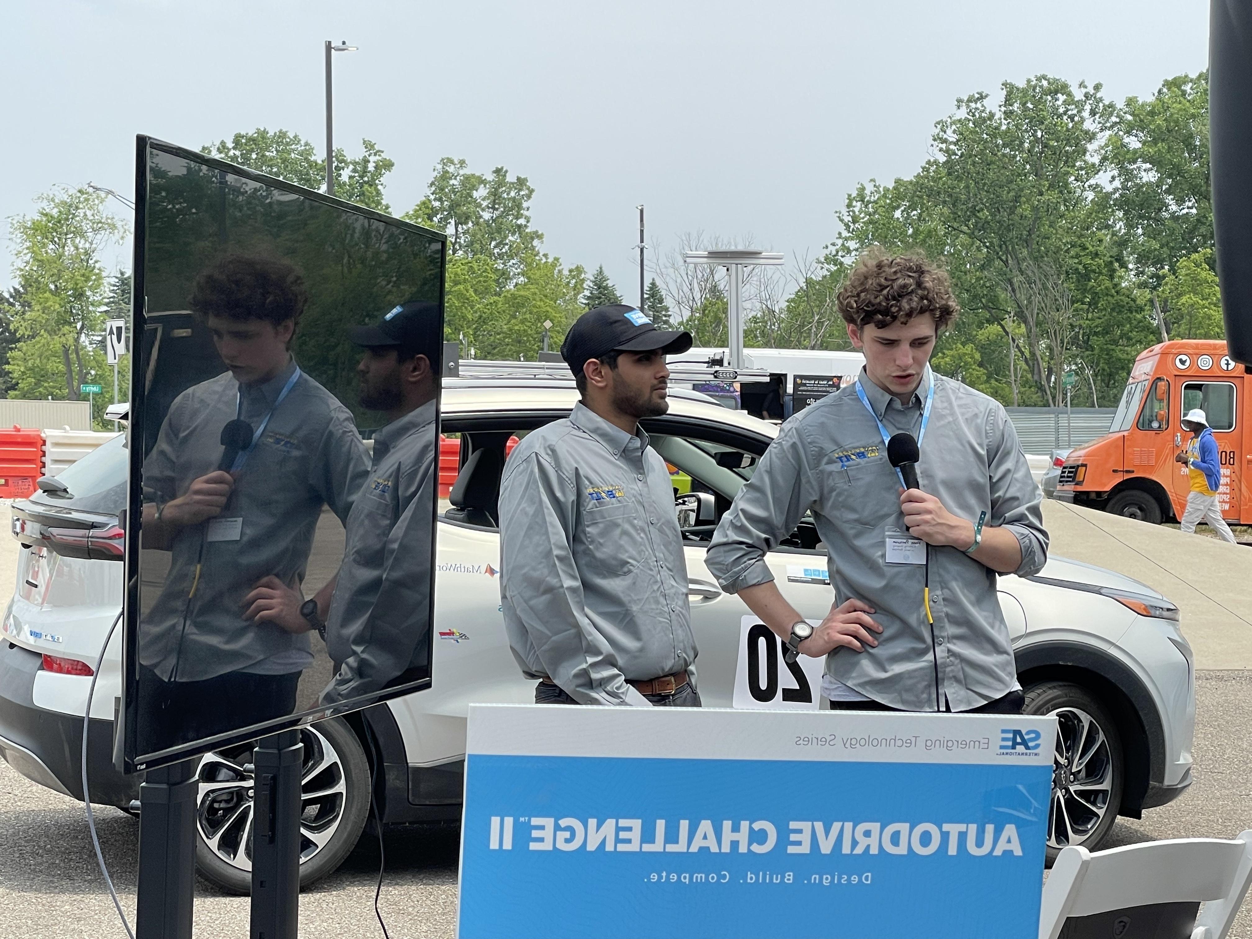 Kettering University students give a presentation at the AutoDrive II Challenge